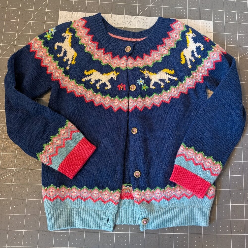 Mini Boden Cardigan Sweater Unicorns - 2-3Y